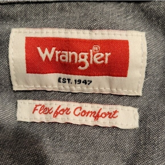 Wrangler Men's Causal Button Up Shirt Long Sleeve Gray Size 3XL - Picture 8 of 11